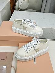 Miu miu Ivory Denim Sneakers With Logo in beige - 6