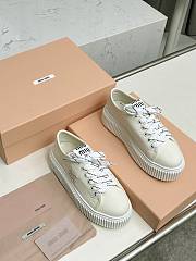 Miu miu Ivory Denim Sneakers With Logo in beige - 4