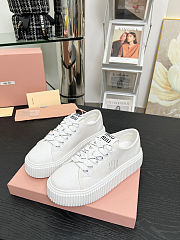 Miu miu Ivory Denim Sneakers With Logo in white - 1