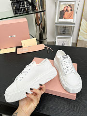 Miu miu Ivory Denim Sneakers With Logo in white - 6