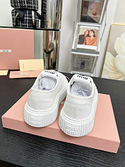 Miu miu Ivory Denim Sneakers With Logo in white - 3