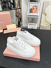 Miu miu Ivory Denim Sneakers With Logo in white - 2
