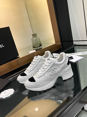 Chanel Trainers Mixed Fibers, Shiny Calfskin & Suede Calfskin White & Black