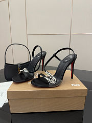 Christian Louboutin Loubigirl Chain 100 Ankle Strap sandal in black crepe satin 10.5 cm - 1