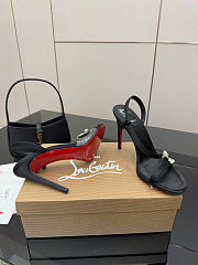 Christian Louboutin Loubigirl Chain 100 Ankle Strap sandal in black crepe satin 10.5 cm - 3