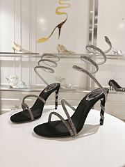  Rene Caovilla Cleo crystal-embellished velvet sandals 9.5 cm - 1