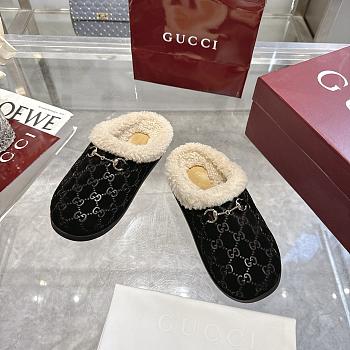 New Sol GG Horsebit suede slippers in black