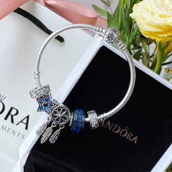 Pandora Moments sterling silver snake chain charm bracelet with charms