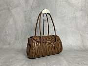  Miu Miu Matelassé Nappa Leather Shoulder Bag in Cognac brown 28X15X11cm - 5