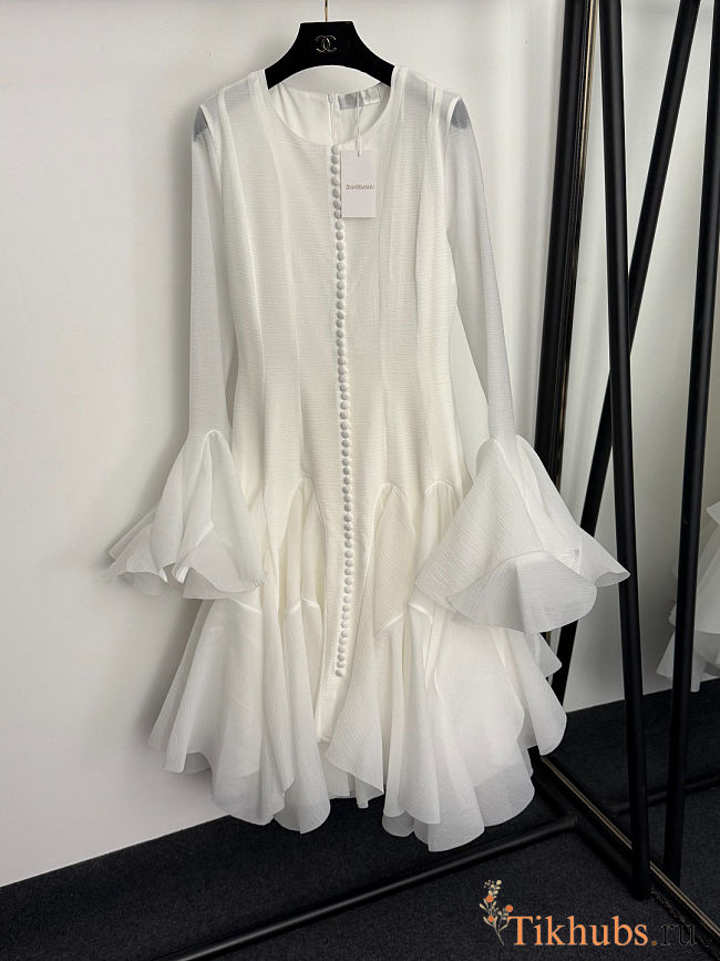 Zimmermann ruffle hem long-sleeved dress - 1