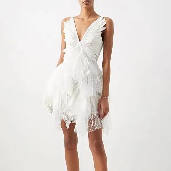 Zimmermann Rhythmic Fluted tulle mini dress in white