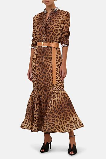 Zimmermann leopard-print shirt and Crush leopard-print paneled maxi skirt