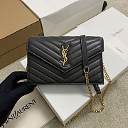 Saint Laurent Cassandre Envelope Chain Wallet in black lambskin leather 19x11.5x4cm - 1
