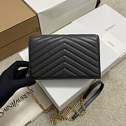 Saint Laurent Cassandre Envelope Chain Wallet in black lambskin leather 19x11.5x4cm - 3