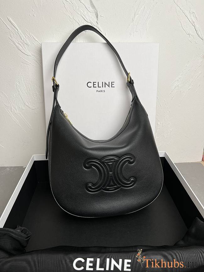 Celine Medium Heloïse bag in black supple grained calfskin 30 x28.5x8 - 1