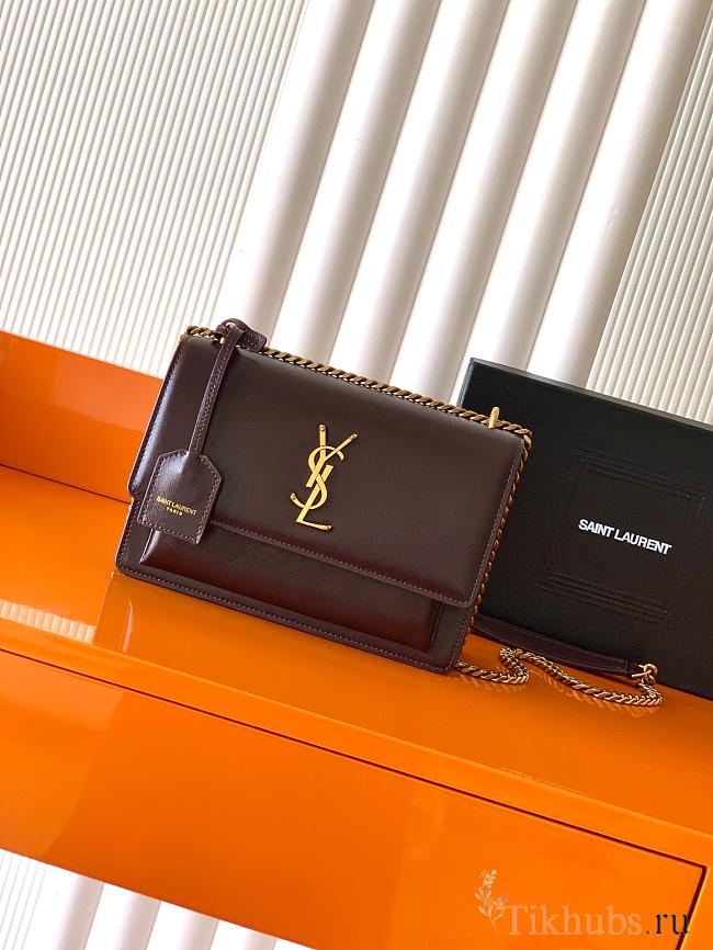  Saint Laurent Sunset Medium leather shoulder bag in a dark red 22x8x16cm - 1