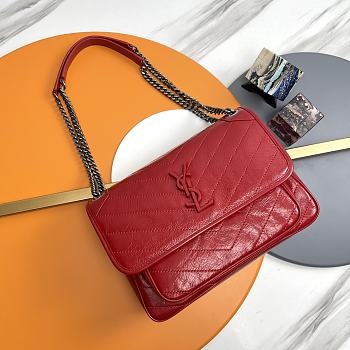 Saint Laurent Niki Baby shoulder bag in red crinkled 28-21-8cm