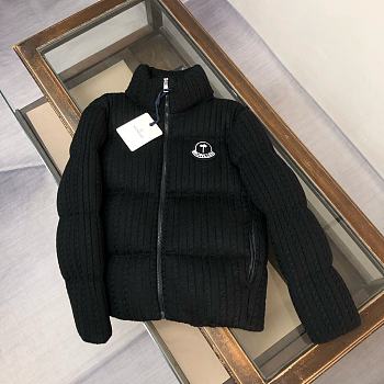 Moncler x Palm Angels Austru cable-knit wool short down jacket in black