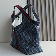 Gucci Giglio tote bag in blue and white GG denim with red and blue Web trim 60 x 47 x 16㎝ - 4