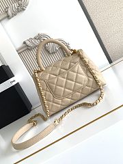 Chanel Mini Coco Handle bag in beige caviar leather with light gold hardware size 19 cm - 6