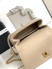 Chanel Mini Coco Handle bag in beige caviar leather with light gold hardware size 19 cm - 5
