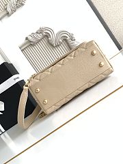 Chanel Mini Coco Handle bag in beige caviar leather with light gold hardware size 19 cm - 3