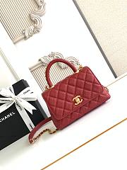 Chanel Coco Handle flap bag in red caviar leather with gold-tone hardware 19 cm - 1