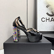 Chanel high-heeled sandals with rhinestones black 11cm - 1
