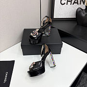 Chanel high-heeled sandals with rhinestones black 11cm - 5