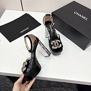 Chanel high-heeled sandals with rhinestones black 11cm - 4