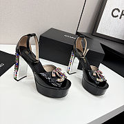 Chanel high-heeled sandals with rhinestones black 11cm - 3