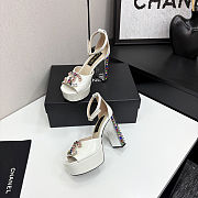 Chanel high-heeled sandals with rhinestones white 11cm - 6