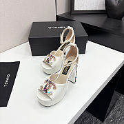 Chanel high-heeled sandals with rhinestones white 11cm - 5
