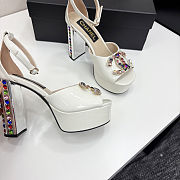 Chanel high-heeled sandals with rhinestones white 11cm - 3
