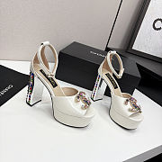 Chanel high-heeled sandals with rhinestones white 11cm - 2