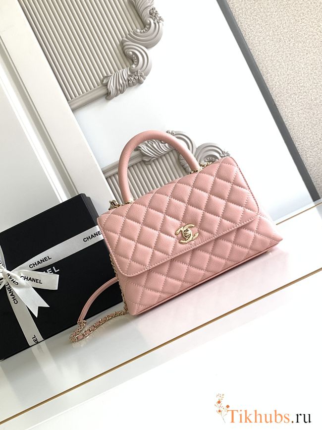 Chanel Coco flap bag with top handle in pink 24 cm - 1