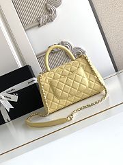 Chanel Coco flap bag with top handle, yellow 24cm - 2
