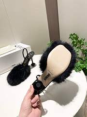 Loewe black shearling-trimmed heeled sandals 10 cm - 6