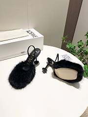 Loewe black shearling-trimmed heeled sandals 10 cm - 5
