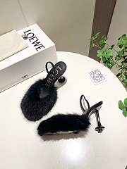 Loewe black shearling-trimmed heeled sandals 10 cm - 4