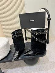 Chanel boots with black patent leather and shearling heel 5 cm - 2