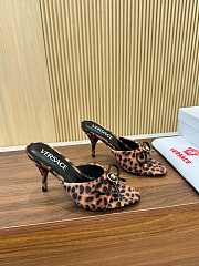 Versace 85mm Opera Bow leopard-print mules - 1