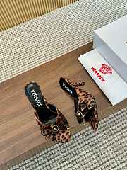 Versace 85mm Opera Bow leopard-print mules - 3