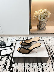 Chanel black mesh peep toe CC mules 7cm - 6