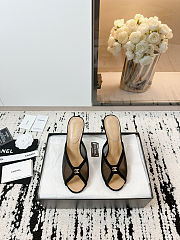 Chanel black mesh peep toe CC mules 7cm - 5