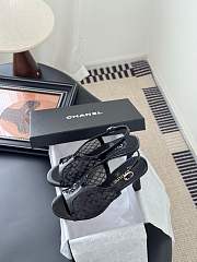 Chanel sequined mesh slingback sandals in black patent leather 8.5 cm - 6