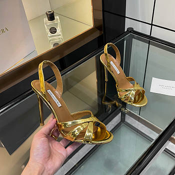 Aquazzura Moves 105 sandals in gold metallic leather 10.5 cm