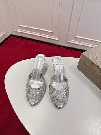 Christian Louboutin Me Dolly Strass mules in silver and strass 5.5 cm