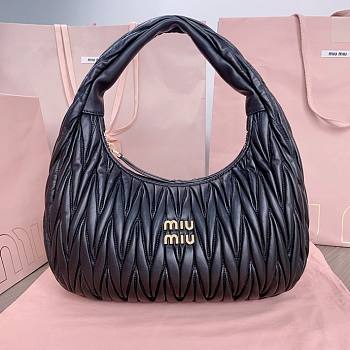 Miu Miu Wander matelassé hobo bag in black nappa leather 29 X 24 X 10 cm