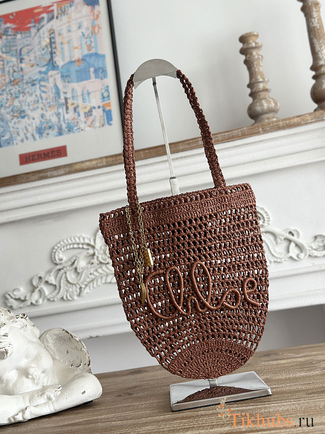 Chloé Summer Banana tote bag in brown raffia 22*30*2cm - 1